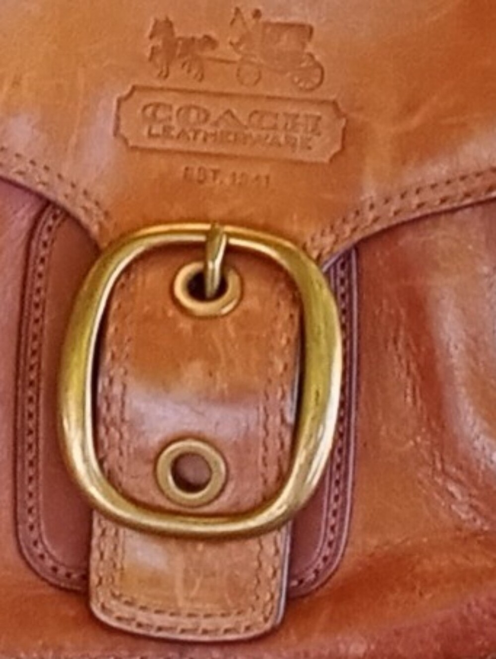 Coach Tan Leather Buckle Shoulder Bag